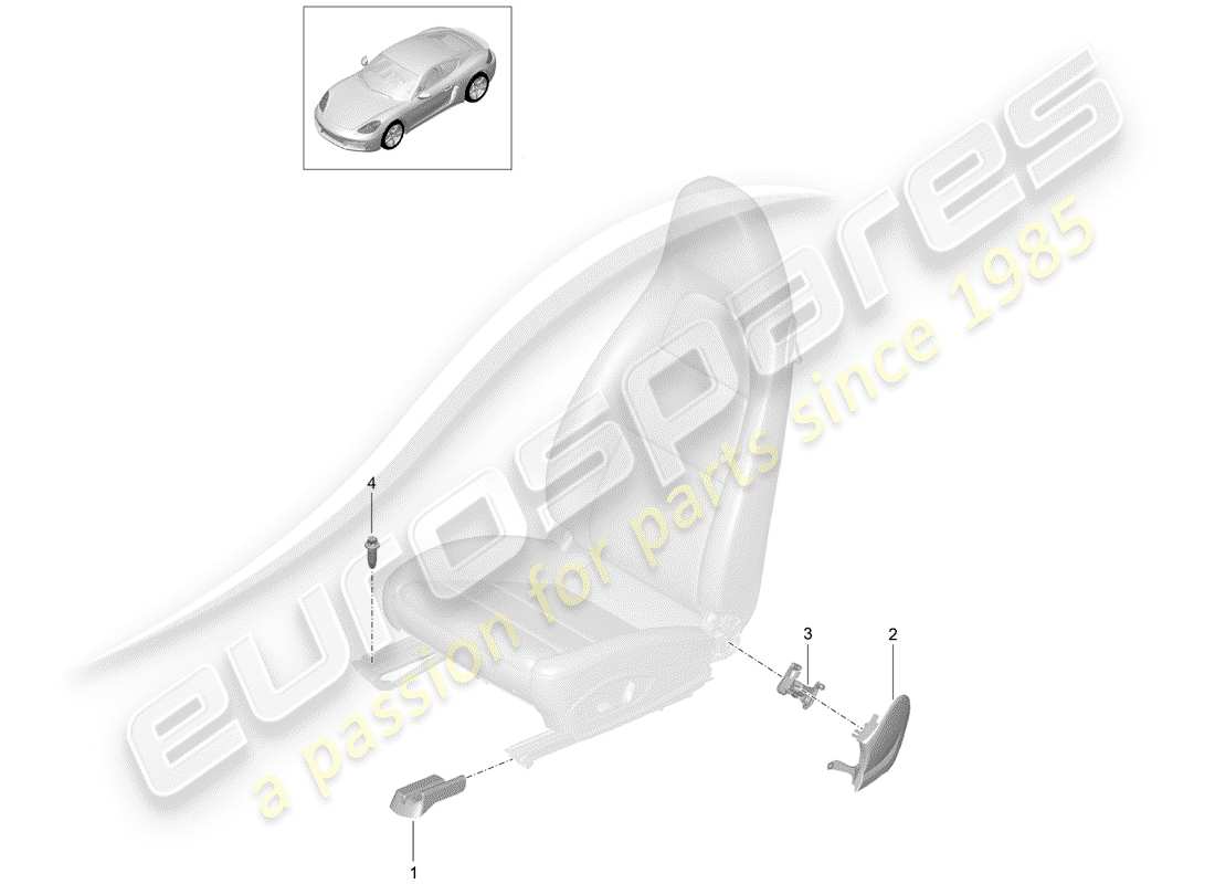 porsche 2017 (718 cayman) sportsitz ersatzteildiagramm