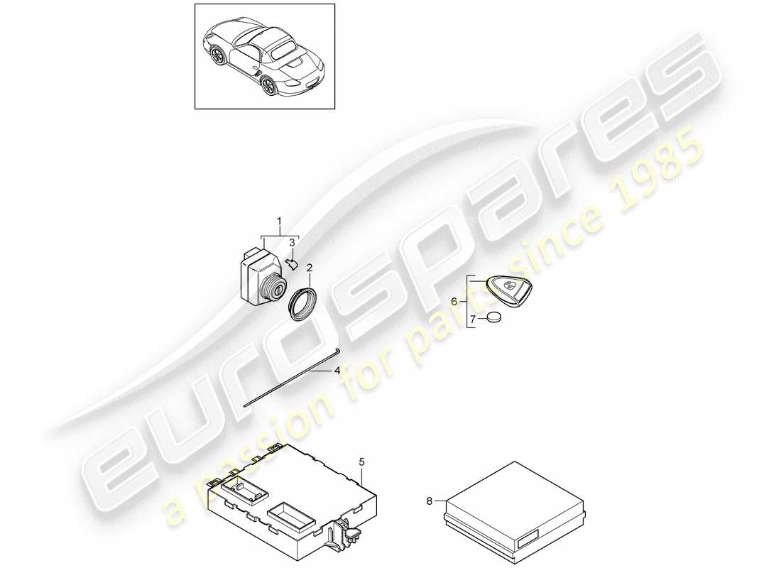 porsche 2011 (987 boxster) steuergeräte ersatzteildiagramm