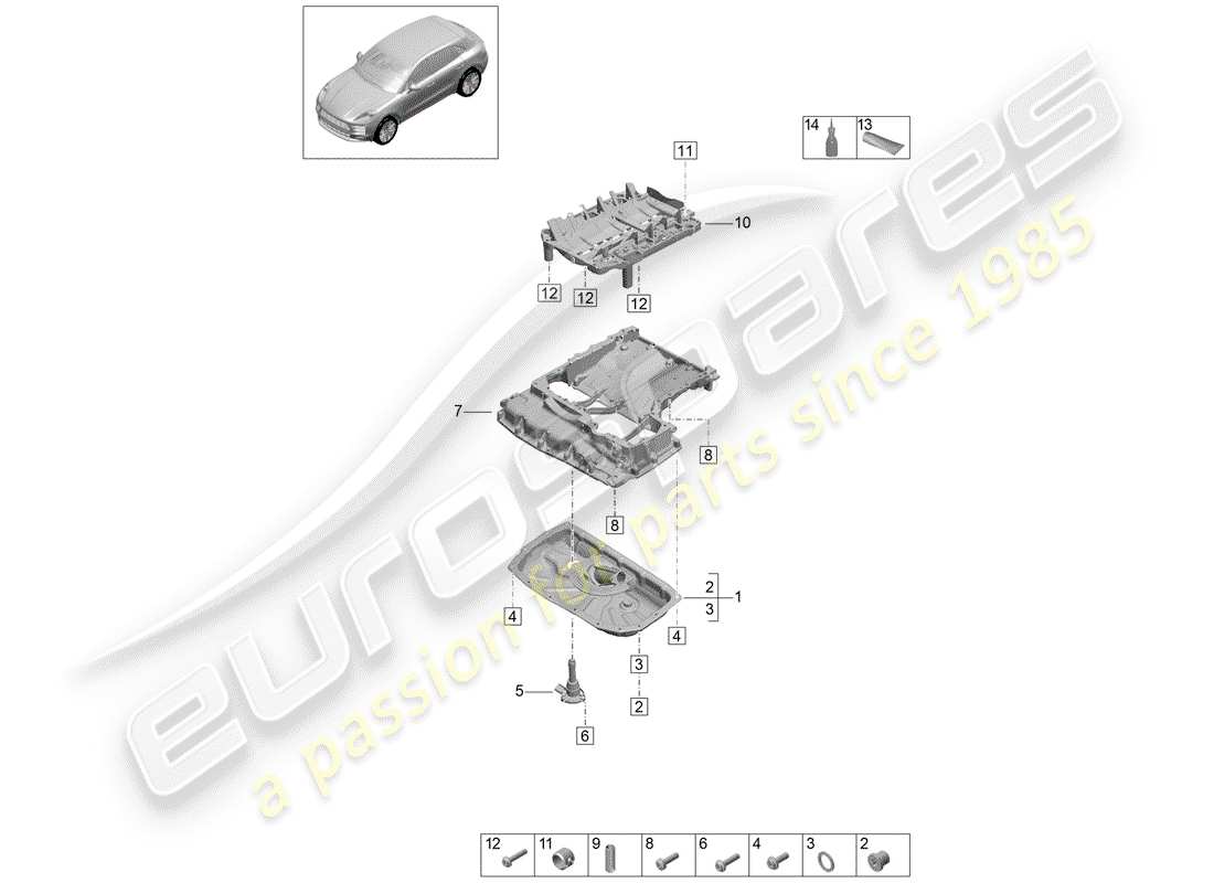 porsche 2019 (macan) ölleitendes gehäuse ersatzteildiagramm