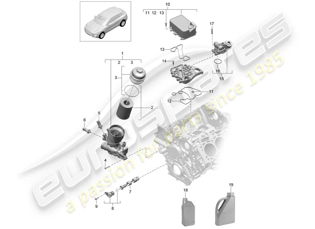 porsche 2017 (macan) ölfilter ersatzteildiagramm