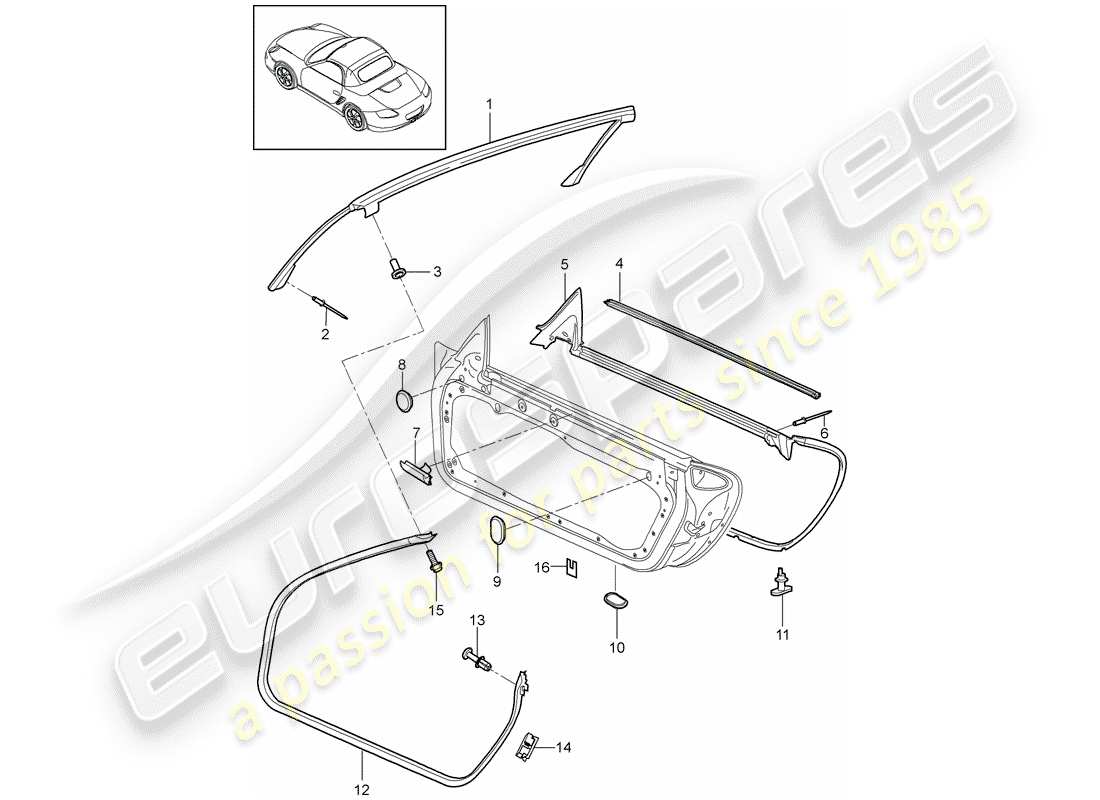porsche 2011 (987 boxster) türdichtung ersatzteildiagramm