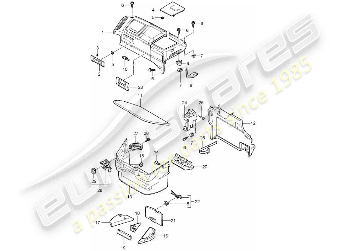porsche 2009 997-2 turbo / gt2 gepäckraum ersatzteildiagramm