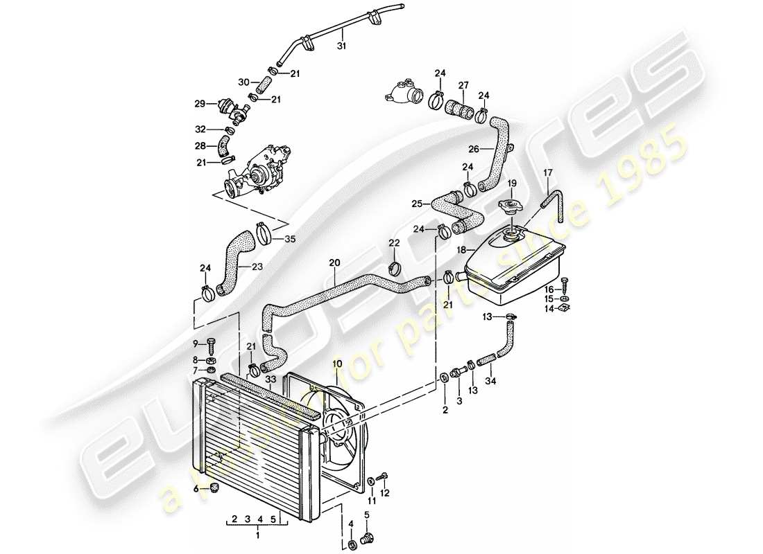 porsche 1986 (944) wasserkühlung teilediagramm
