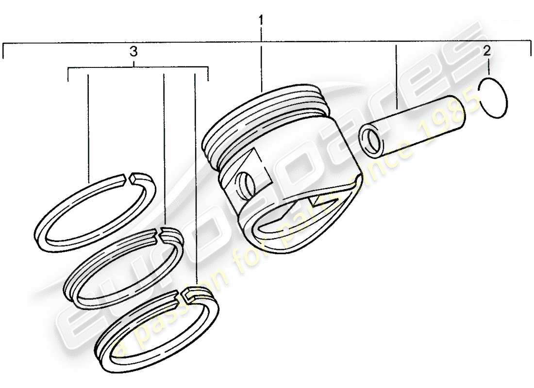 porsche 1991 (944) kolben - kolbenringe ersatzteildiagramm