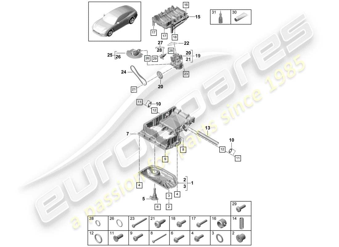 porsche 2017 (panamera 971-1) ölleitendes gehäuse ersatzteildiagramm