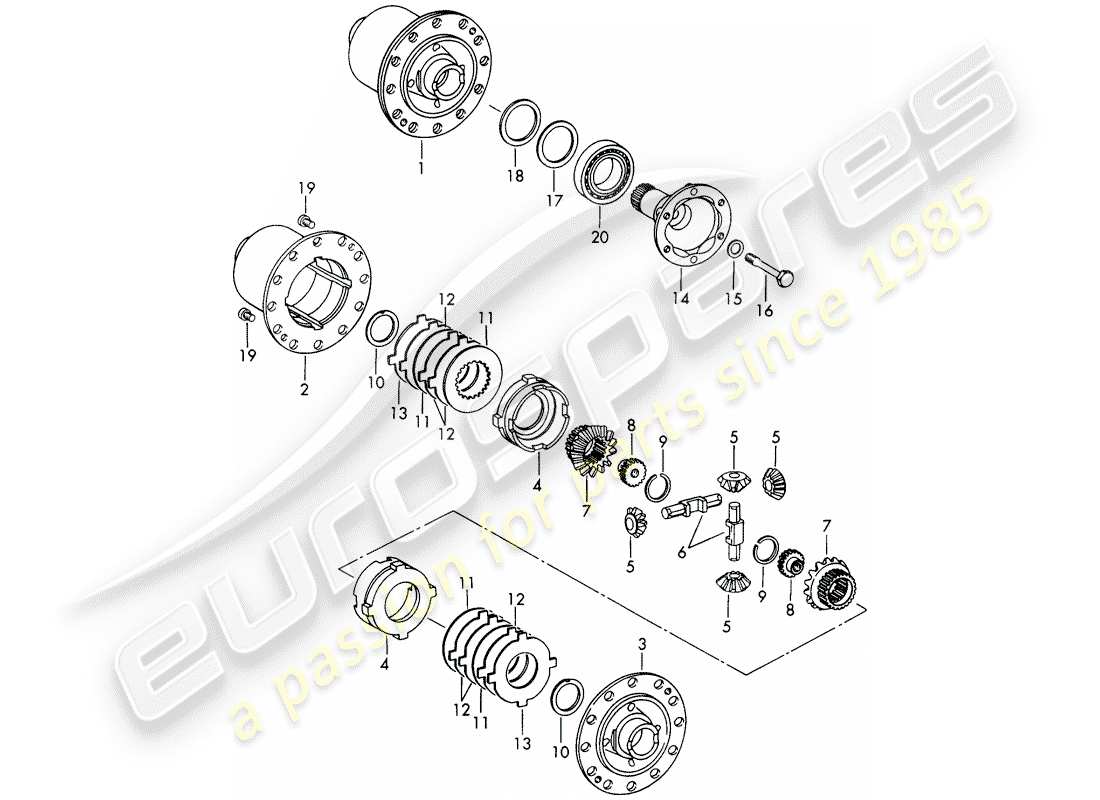 porsche 1965 (911/912) sperrdiff. - für - druckguss - gehäuse - d - mj 1969>> - mj 1969 ersatzteildiagramm