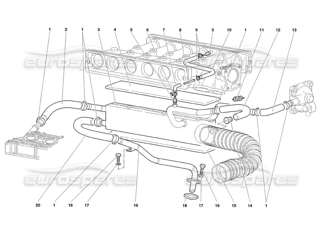 lamborghini diablo roadster (1998) teilediagramm des motoröl-entlüftungssystems