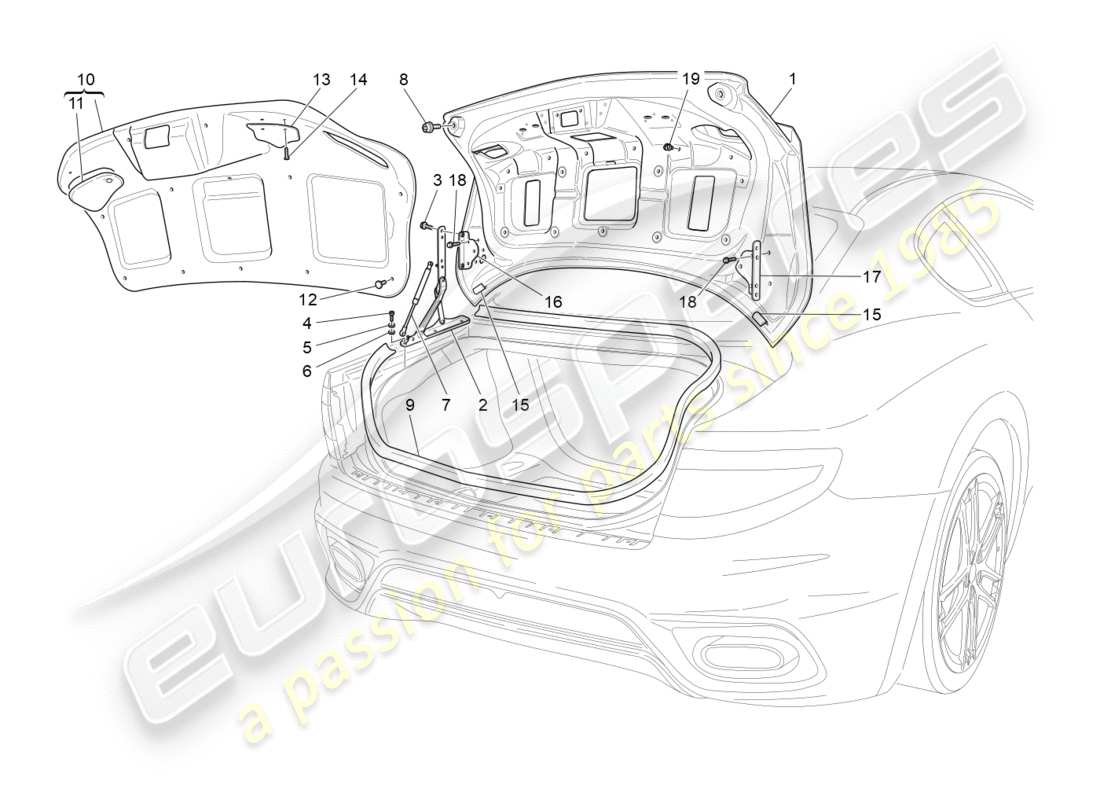 maserati granturismo s (2020) hintere klappe - teilediagramm