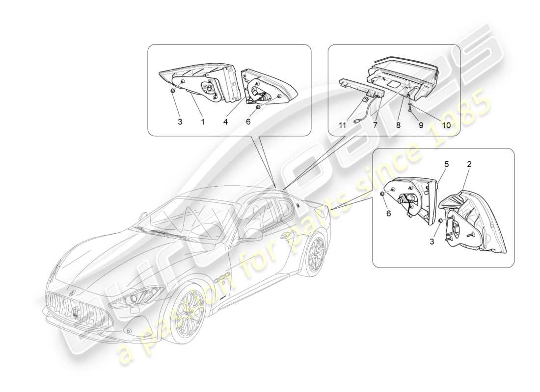 maserati granturismo s (2019) rücklichtkombinationen ersatzteildiagramm