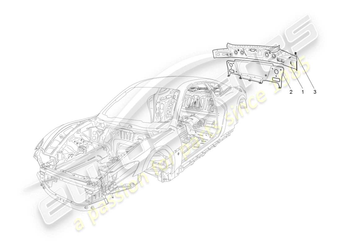 maserati granturismo (2008) karosserie und hintere aussenverkleidung teilediagramm