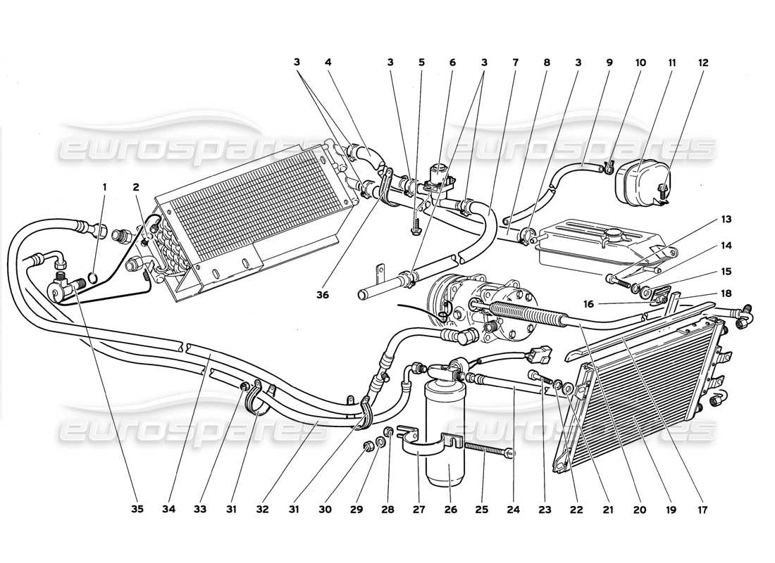 lamborghini diablo gt (1999) teilediagramm für die klimaanlage