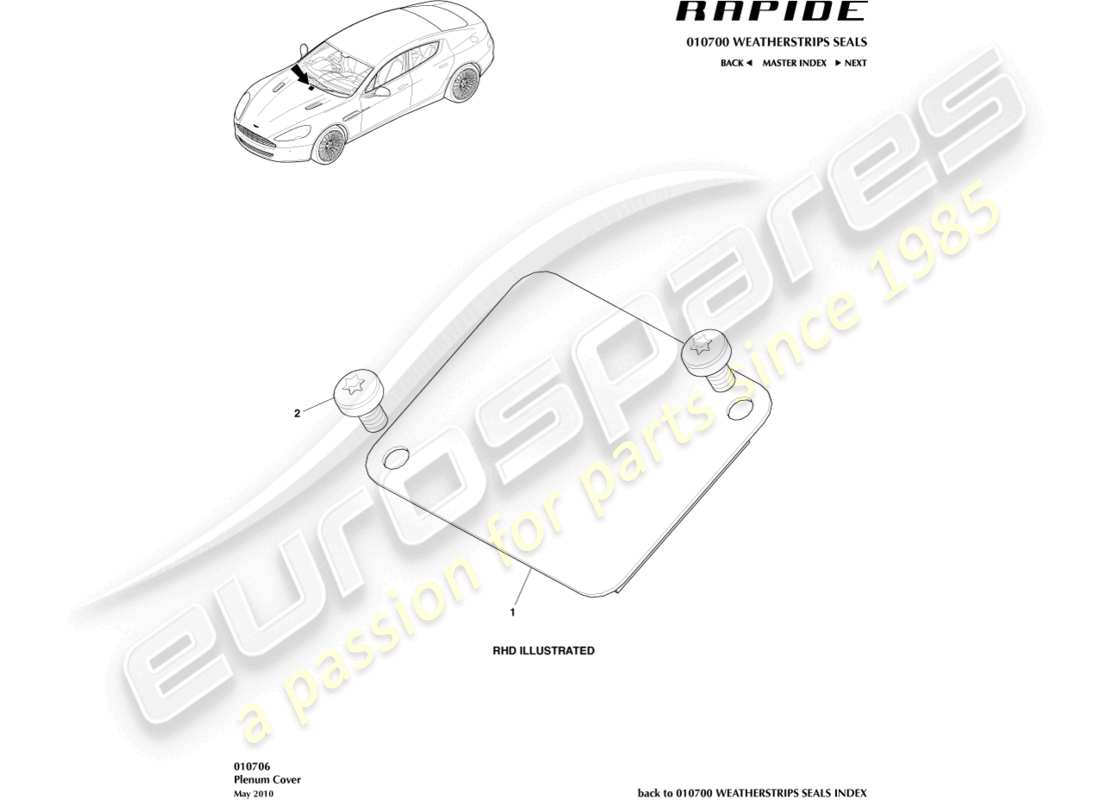 aston martin rapide (2011) teildiagramm der luftkammerabdeckung