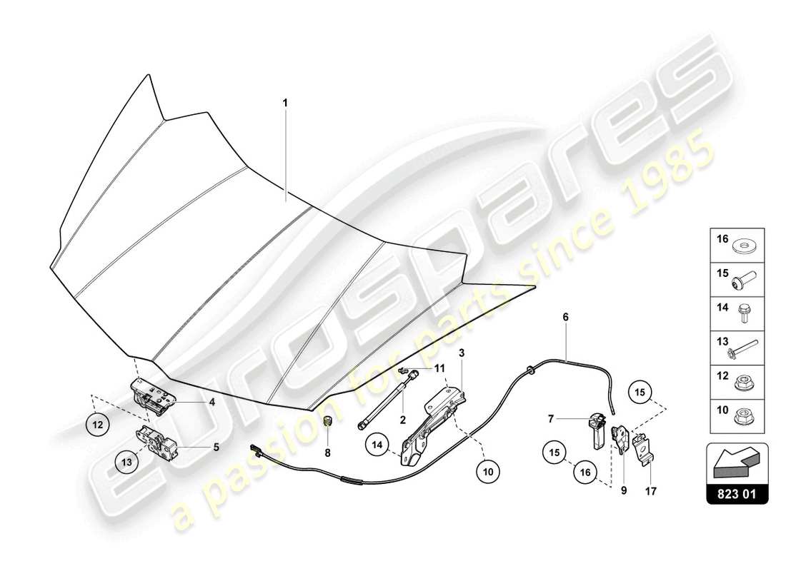 lamborghini lp720-4 roadster 50 (2014) motorhaube vorne - ersatzteildiagramm