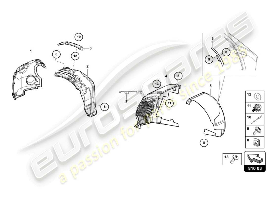 lamborghini sian (2020) radkastenverkleidung ersatzteildiagramm