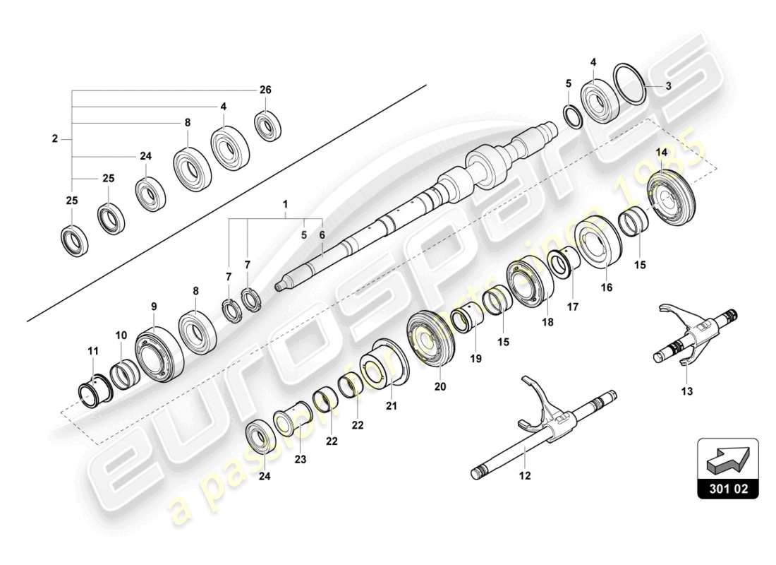 lamborghini lp740-4 s roadster (2020) reduktionsgetriebewelle ersatzteildiagramm