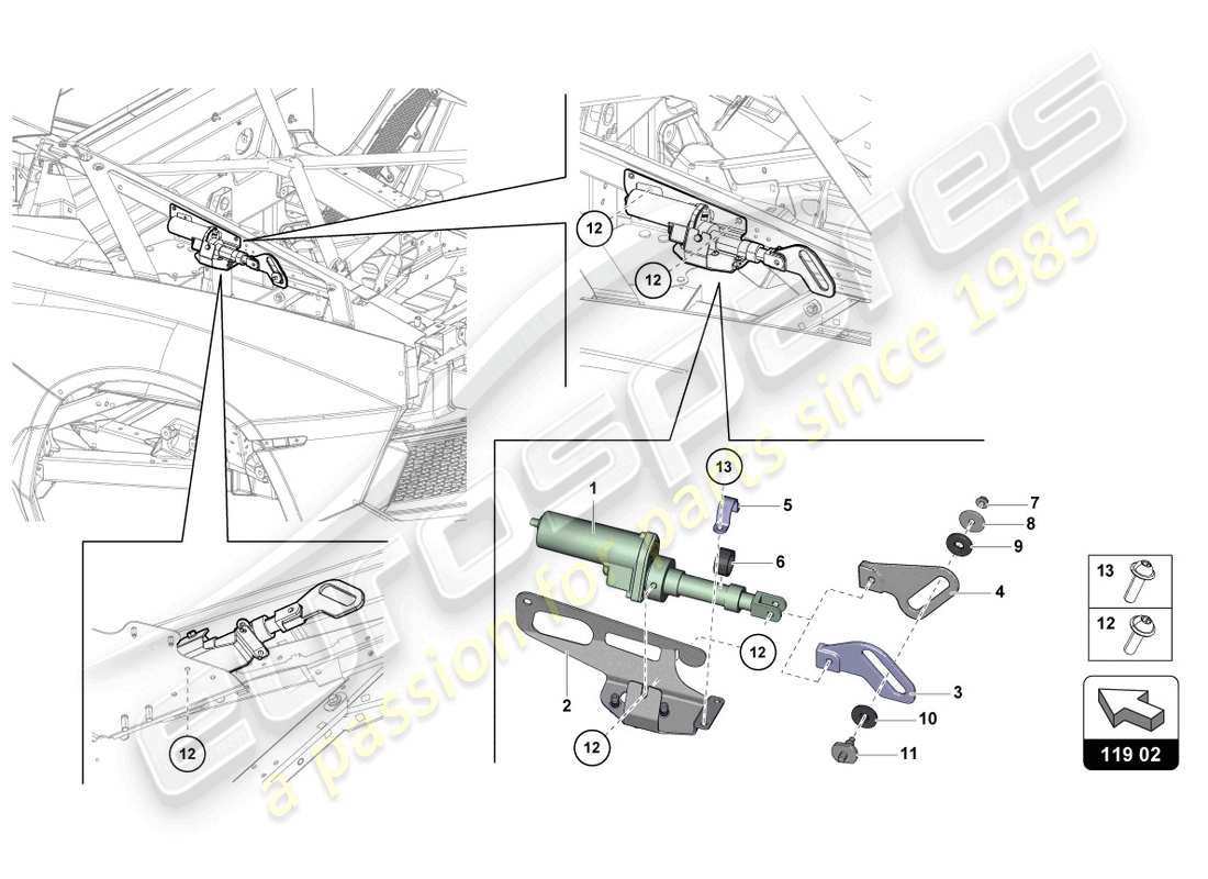 lamborghini lp700-4 coupe (2016) motor für windabweiser ersatzteildiagramm