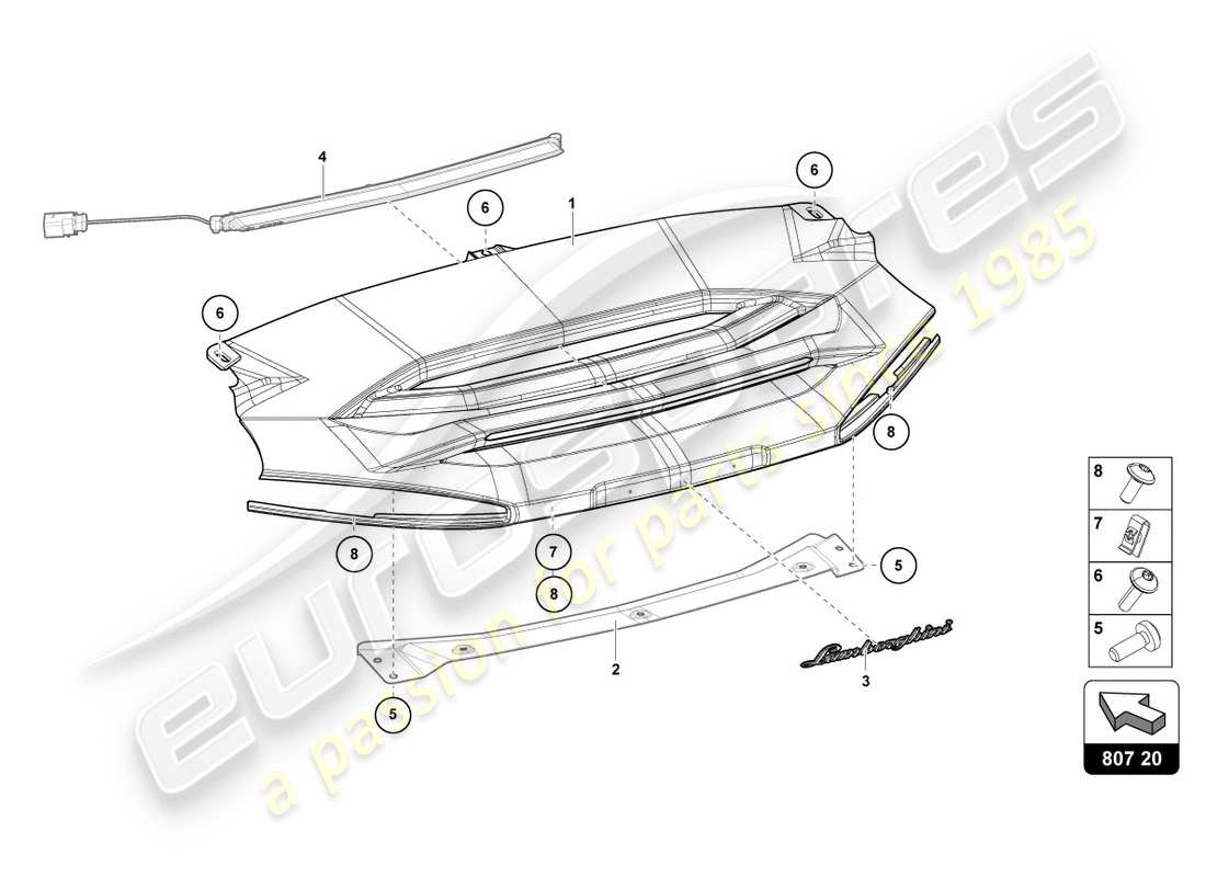 lamborghini centenario roadster (2017) lagerplatte teilediagramm