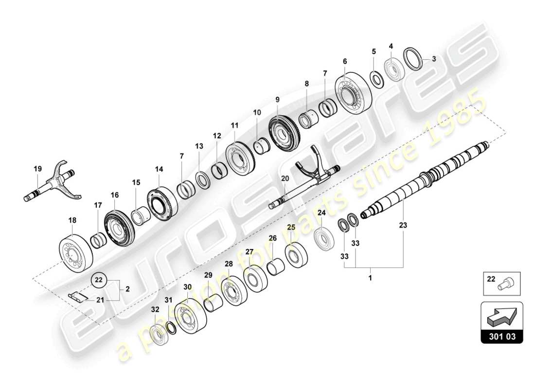 lamborghini sian (2020) reduktionsgetriebewelle ersatzteildiagramm