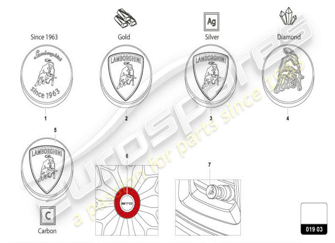 lamborghini accessories (evo spyder) radkappen-ersatzteildiagramm