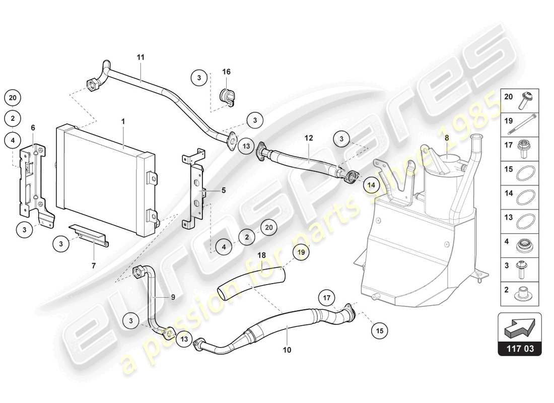 lamborghini 2016 (lp700-4 coupe) ölkühler teilediagramm