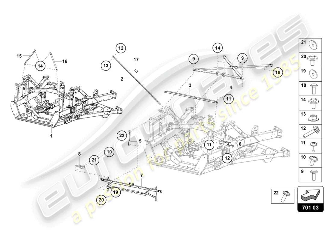 lamborghini 2019 (lp770-4 svj roadster) zierrahmen hinterteil ersatzteildiagramm