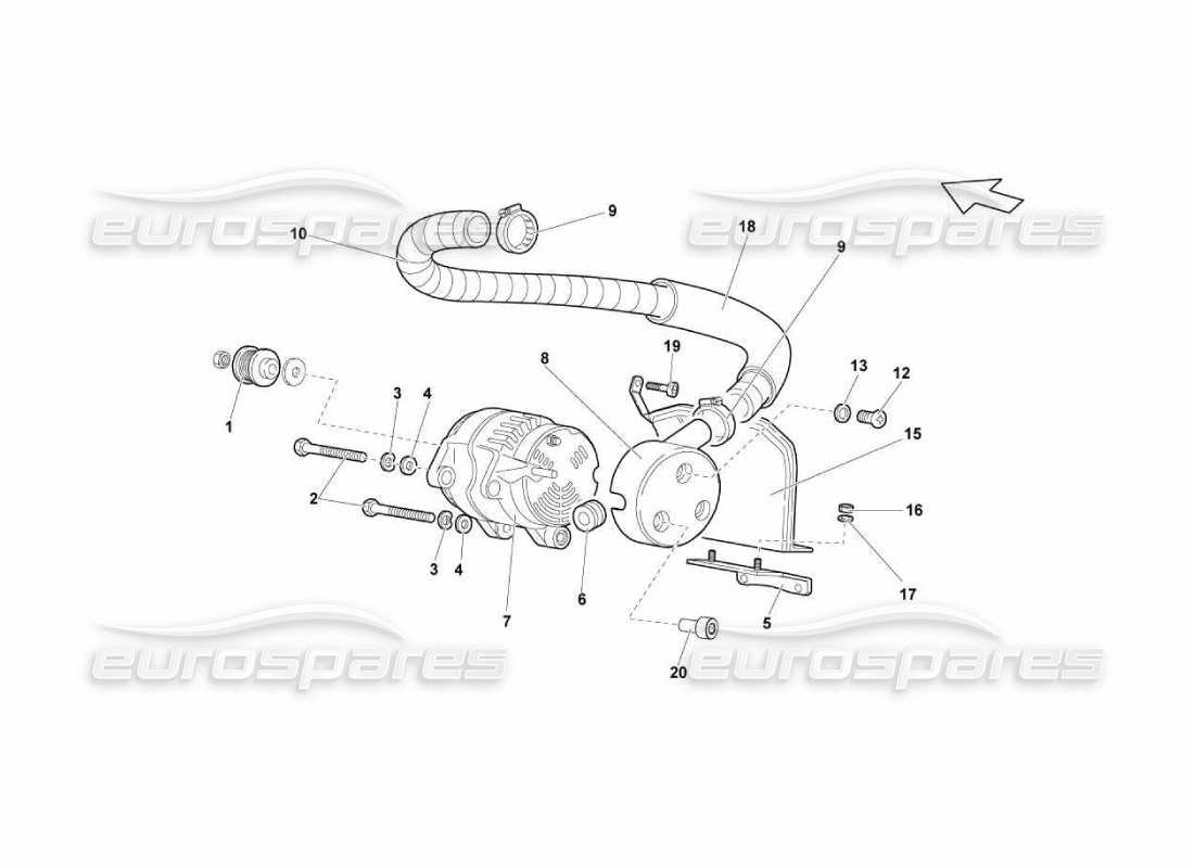 lamborghini murcielago lp670 lichtmaschine - teilediagramm