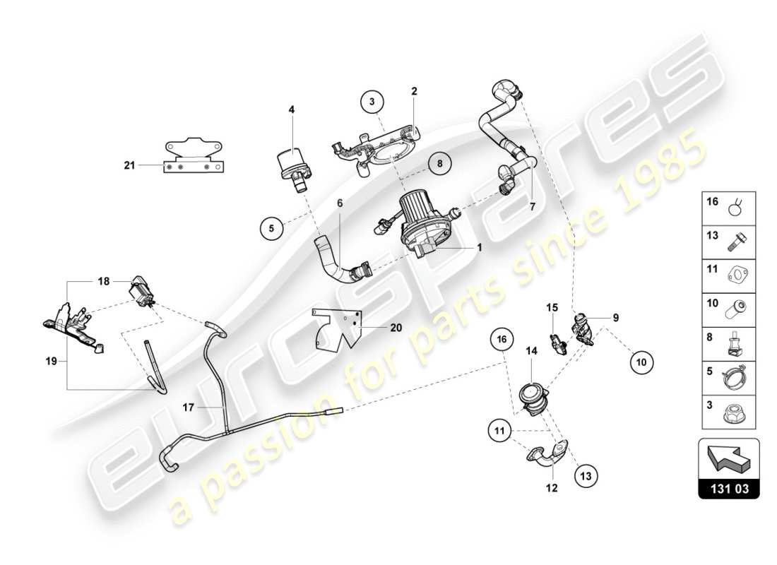 lamborghini performante coupe (2019) sekundärluftpumpe teilediagramm