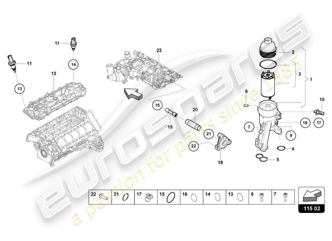 lamborghini lp610-4 coupe (2018) ölfilterelement teilediagramm