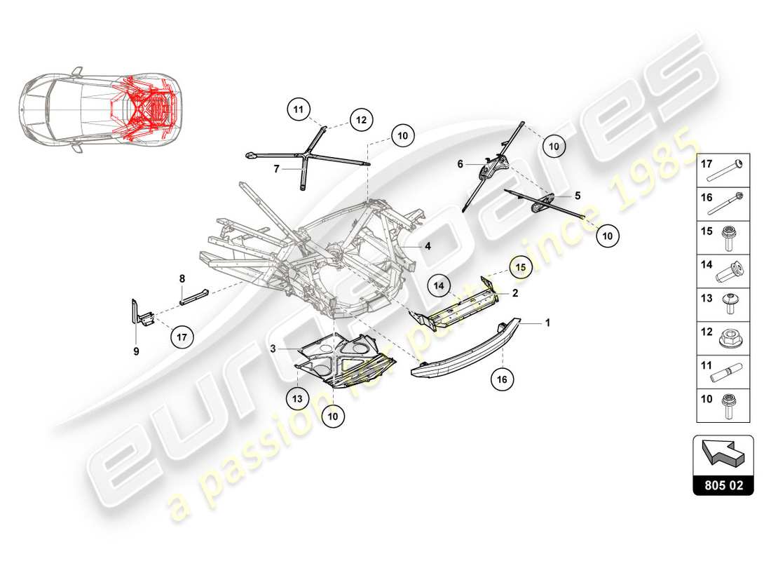 lamborghini lp580-2 coupe (2019) fahrgestell hinten, aussen teilediagramm