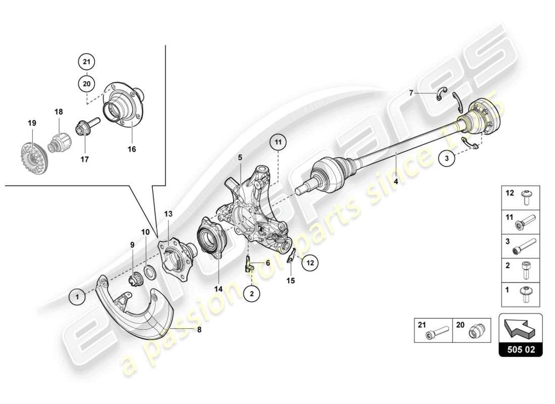 lamborghini lp750-4 sv roadster (2016) antriebswelle hinten ersatzteildiagramm