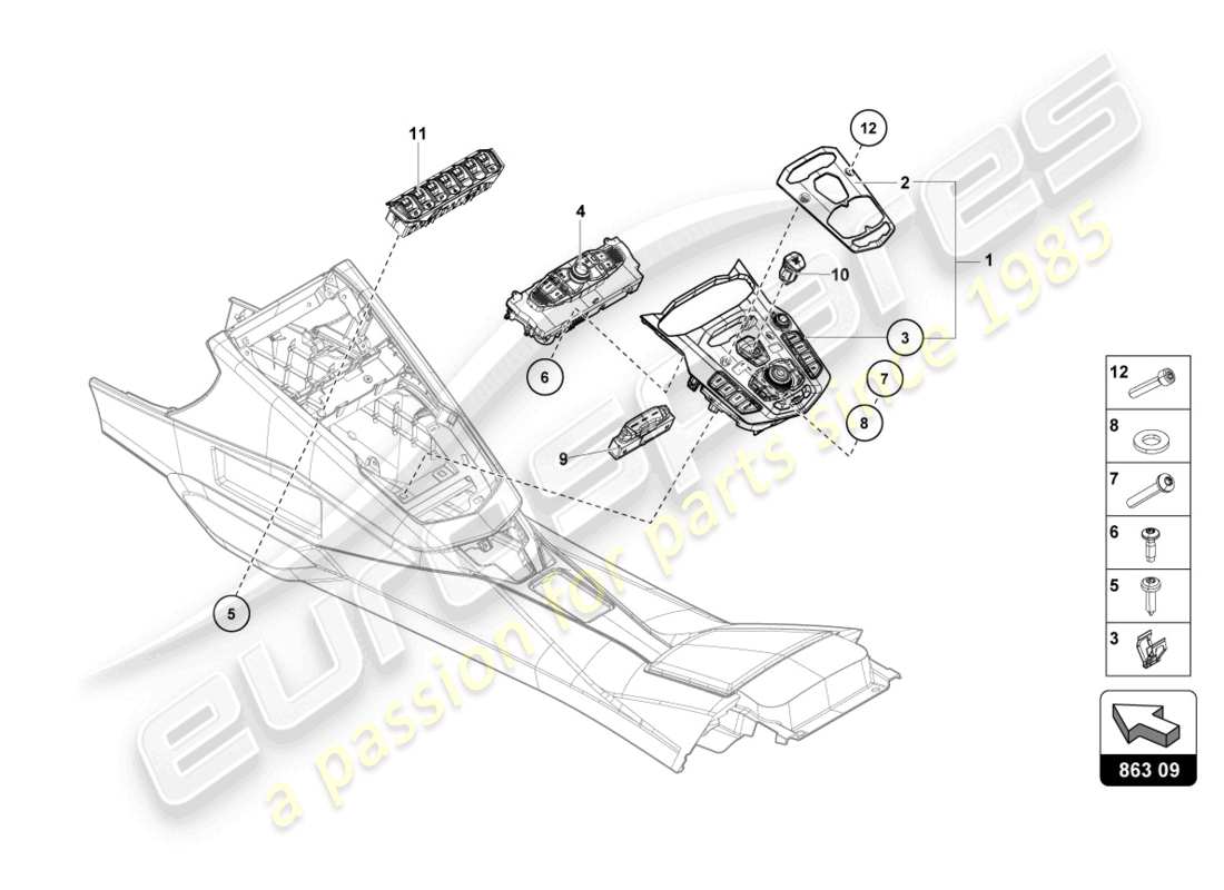 lamborghini lp700-4 roadster (2015) schaltereinheit teilediagramm