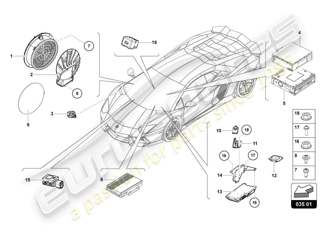 lamborghini lp740-4 s coupe (2020) radioeinheit ersatzteildiagramm