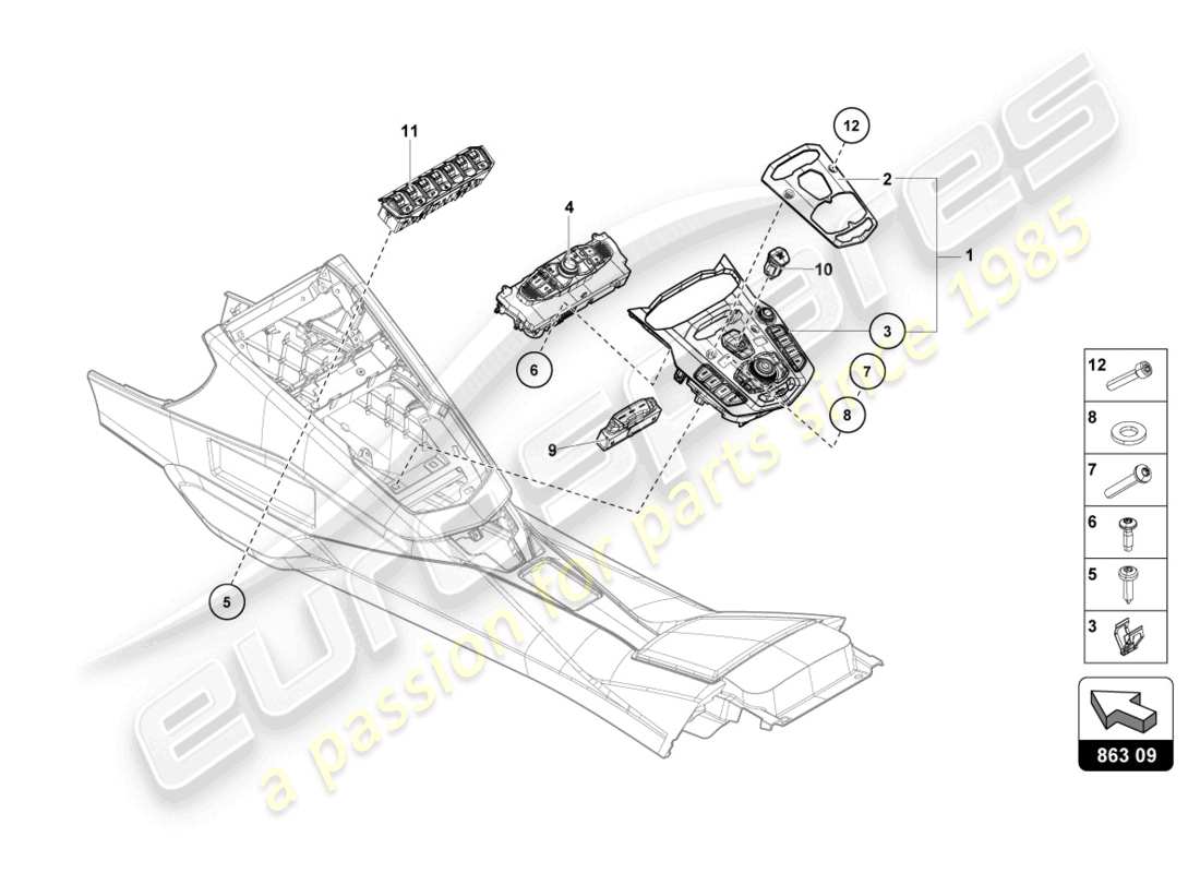 lamborghini 2015 (lp700-4 coupe) schaltereinheit ersatzteildiagramm