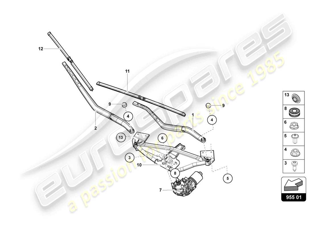 lamborghini 2014 (lp700-4 coupe) scheibenwischer-ersatzteildiagramm