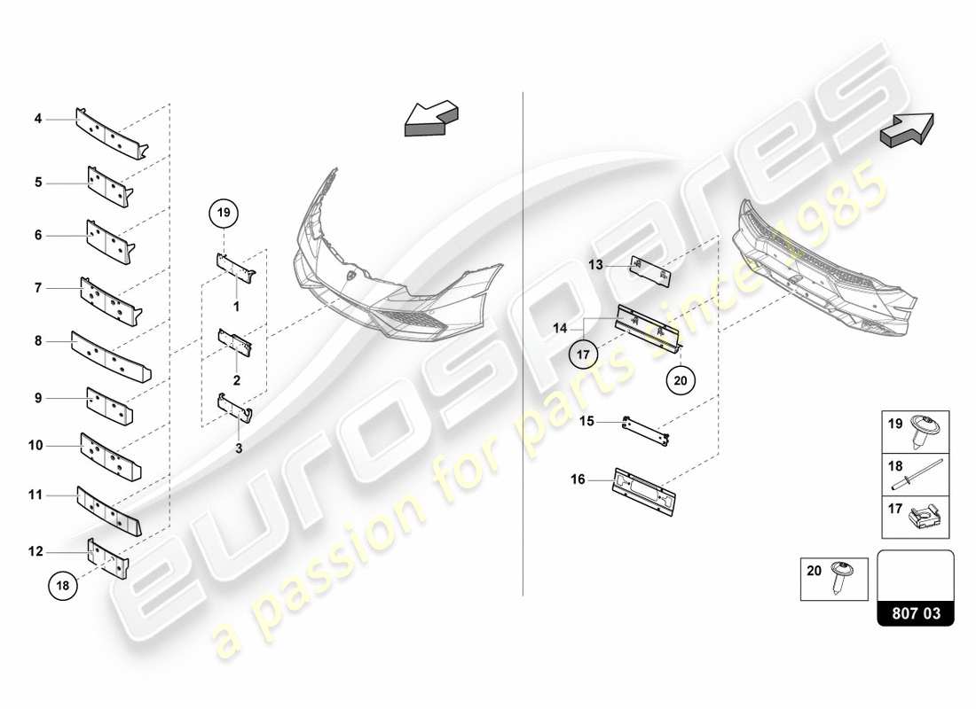 lamborghini lp580-2 spyder (2019) kennzeichenhalter teilediagramm