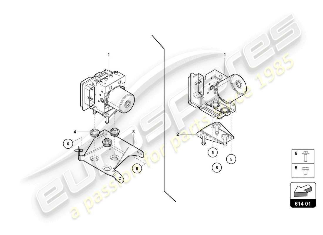 lamborghini lp740-4 s roadster (2021) abs-einheit mit steuergerät teilediagramm