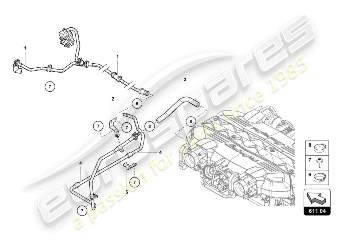 lamborghini lp740-4 s roadster (2021) vakuumschläuche ersatzteildiagramm