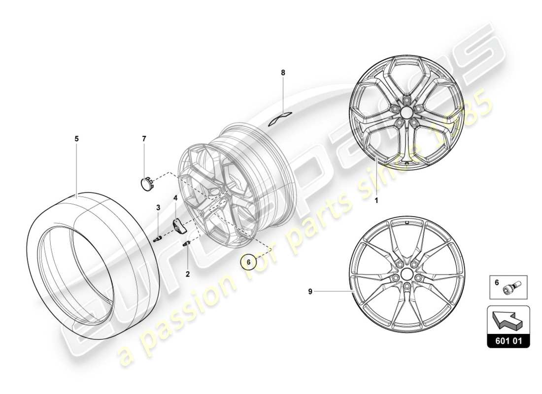 lamborghini lp700-4 coupe (2012) räder/reifen vorne teilediagramm