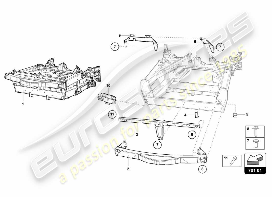 lamborghini 2012 (lp700-4 coupe)) zierrahmen vorderteil ersatzteildiagramm