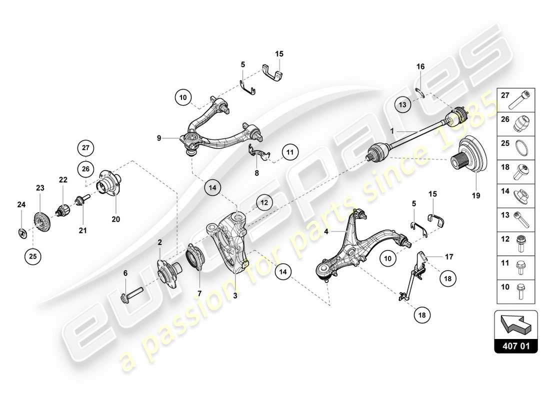 lamborghini lp580-2 spyder (2018) achswelle vorne ersatzteildiagramm