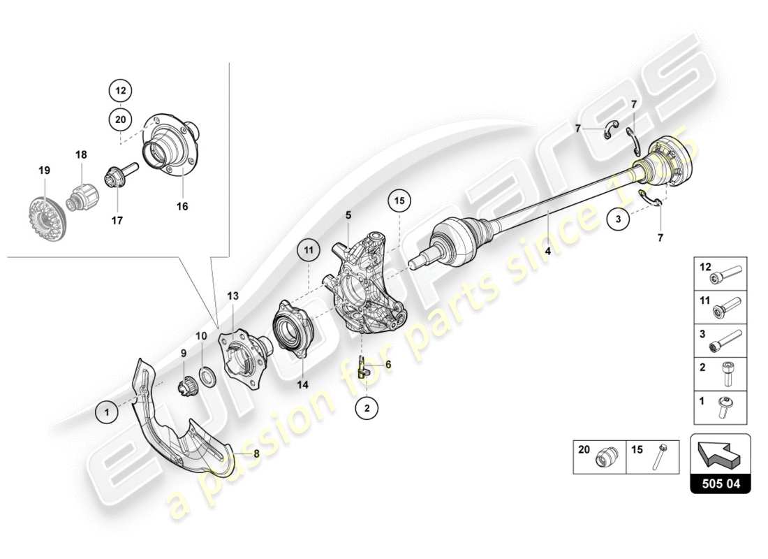 lamborghini centenario coupe (2017) achswelle hinten ersatzteildiagramm