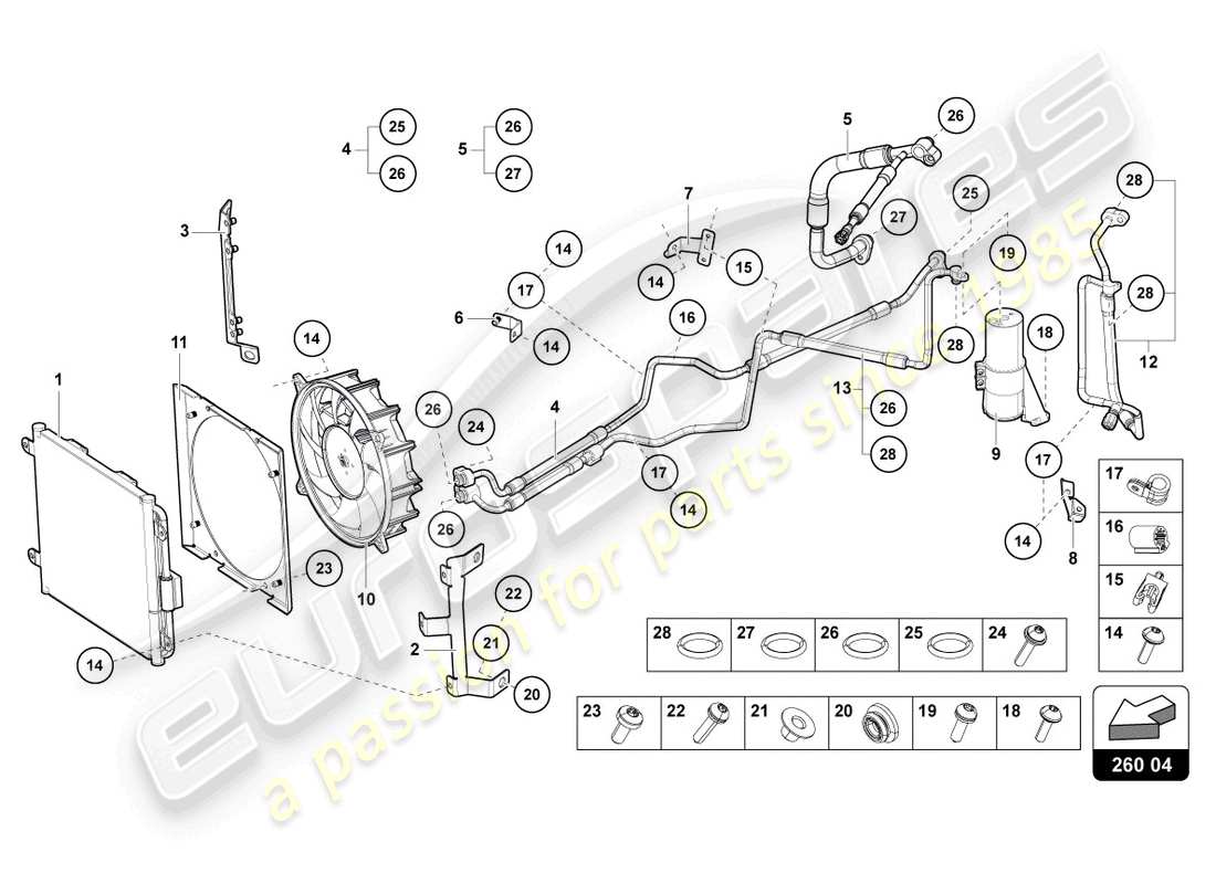 lamborghini lp770-4 svj coupe (2021) a/c-kondensator teilediagramm