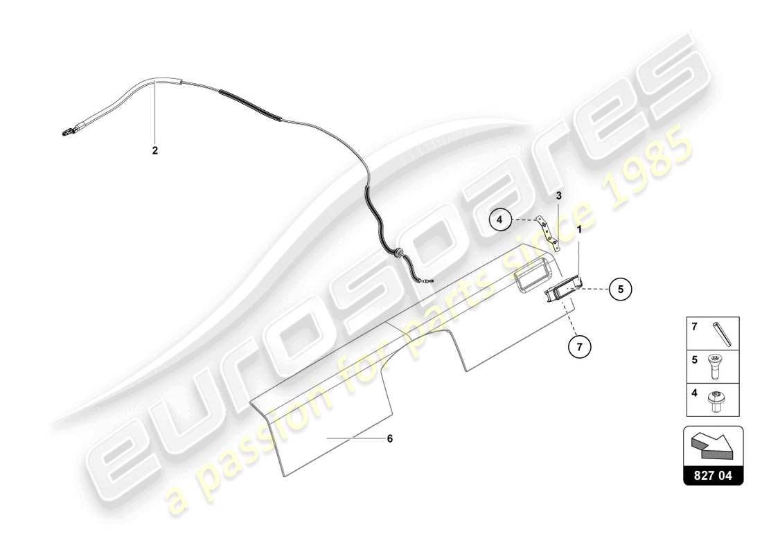 lamborghini lp740-4 s roadster (2021) entriegelungshebel - ersatzteildiagramm