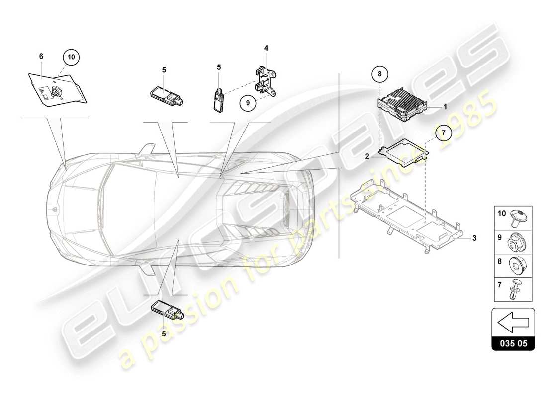 lamborghini evo spyder 2wd (2020) antenne teilediagramm