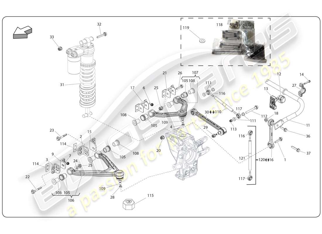 lamborghini super trofeo (2009-2014) teilediagramm der hinteren antriebswelle