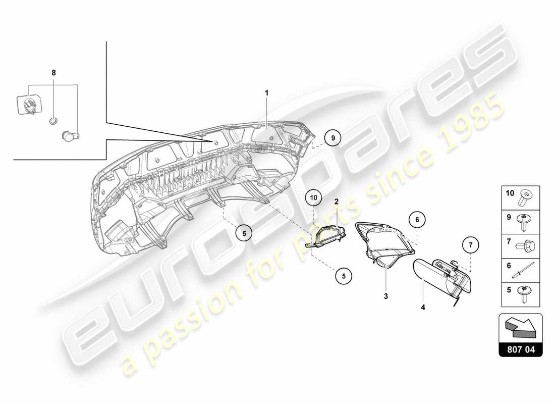 lamborghini lp580-2 spyder (2019) hitzeschild hinten, innen, ersatzteildiagramm