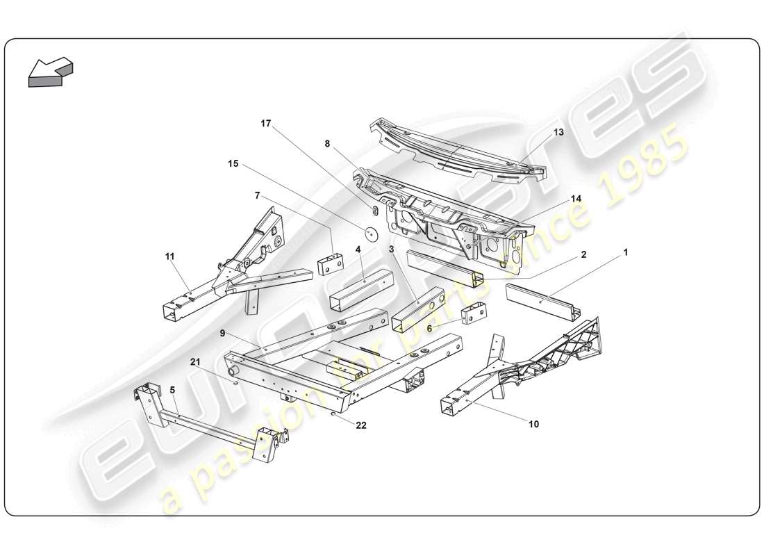 lamborghini super trofeo (2009-2014) chassis element teilediagramm
