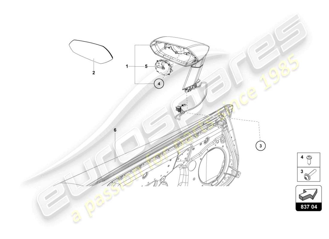 lamborghini lp700-4 coupe (2016) aussenspiegel ersatzteildiagramm