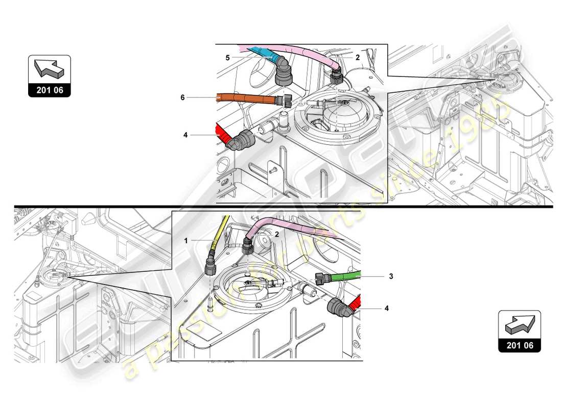 lamborghini lp740-4 s coupe (2021) teilediagramm des kraftstoffversorgungssystems