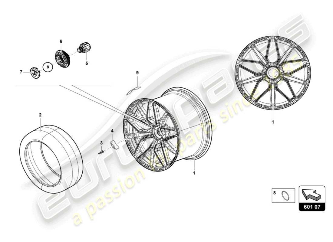 lamborghini sian (2020) räder/reifen ersatzteildiagramm